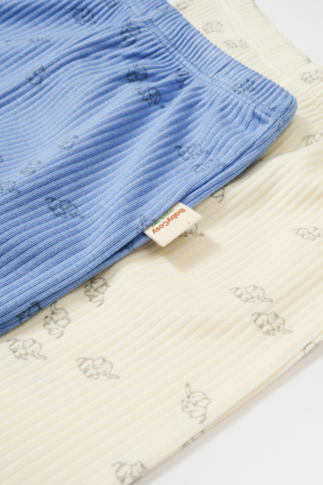 Set 2 pantalonasi Printed, BabyCosy, 50% modal+50% bumbac, Ecru/Lavanda [3]