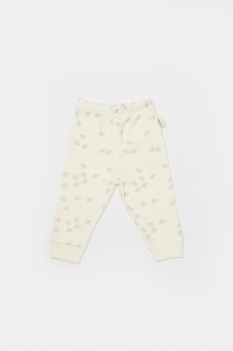 Set 2 pantalonasi Printed, BabyCosy, 50% modal+50% bumbac, Ecru/Lavanda [2]