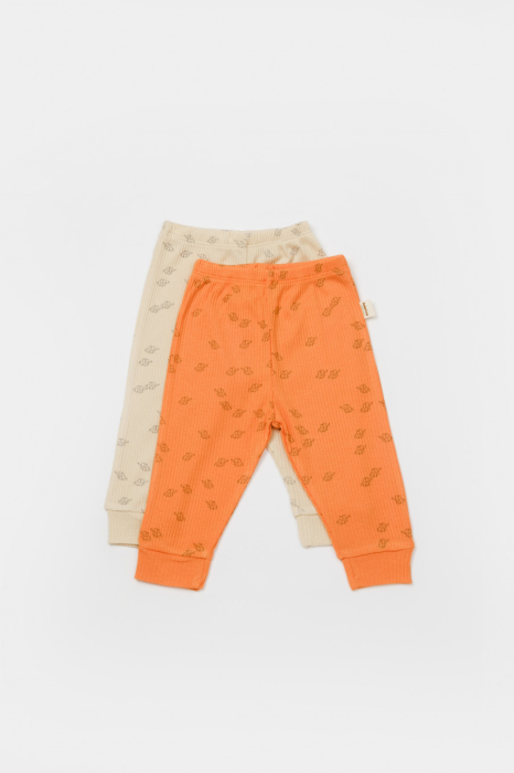 Set 2 pantalonasi Printed, BabyCosy, 50% modal+50% bumbac, Stone/Apricot [2]