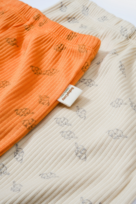 Set 2 pantalonasi Printed, BabyCosy, 50% modal+50% bumbac, Stone/Apricot [3]
