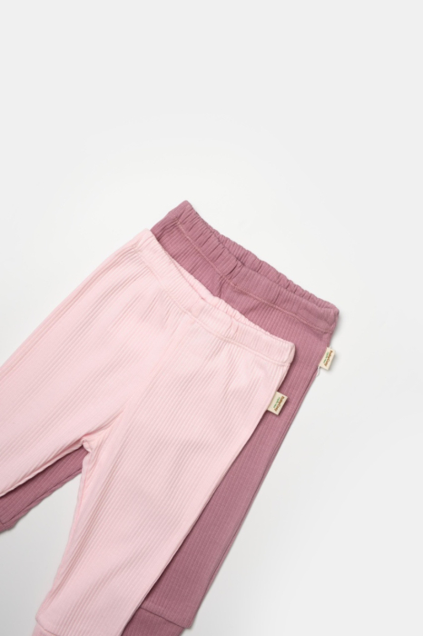 Set 2 pantaloni Bamboo, roz, BabyCosy, 50%bumbac+50% bambus [4]
