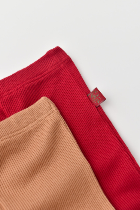 Set 2 pantaloni bebe unisex din bumbac organic si modal - Maro/Rosu, BabyCosy [3]