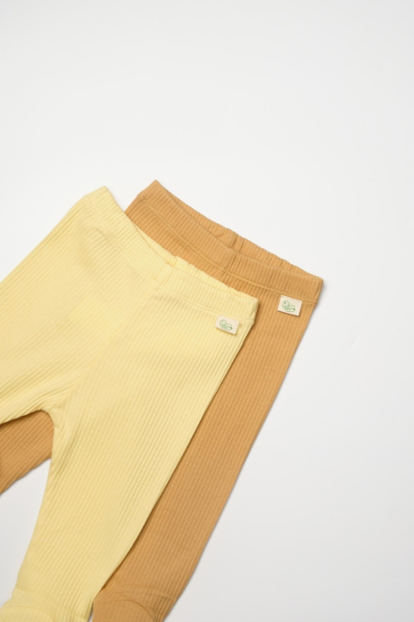 Set 2 pantaloni cu botosei Bamboo, galben, BabyCosy, 50%bumbac+50% bambus [6]