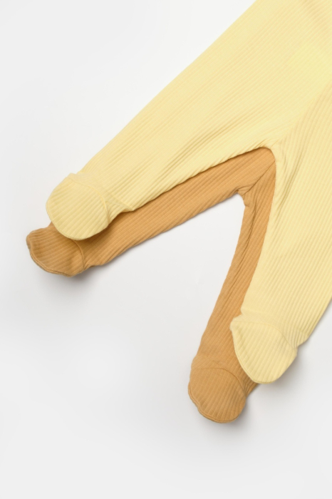 Set 2 pantaloni cu botosei Bamboo, galben, BabyCosy, 50%bumbac+50% bambus [7]