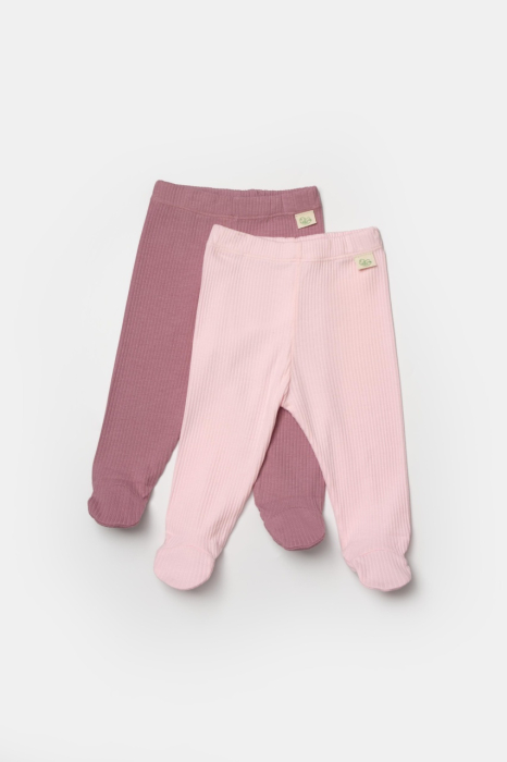 Set 2 pantaloni cu botosei Bamboo, roz, BabyCosy, 50%bumbac+50% bambus [2]