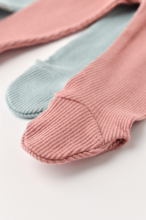 Set 2 pantaloni cu botosei bebe unisex din bumbac organic si modal - Mint/Rose, BabyCosy [5]