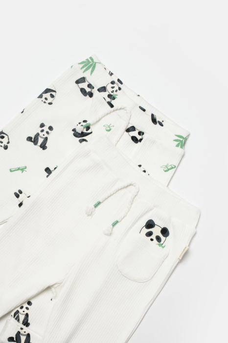 Set 2 pantaloni Panda, BabyCosy, 50%bumbac+50% bambus [5]