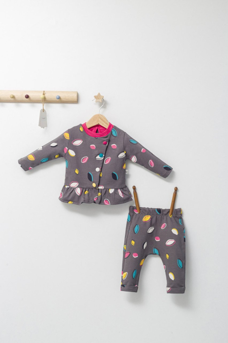 Set 2 piese cu bluzita cu volan si pantalonasi pentru fetite Colorful autum, Tongs baby - Albastru [2]