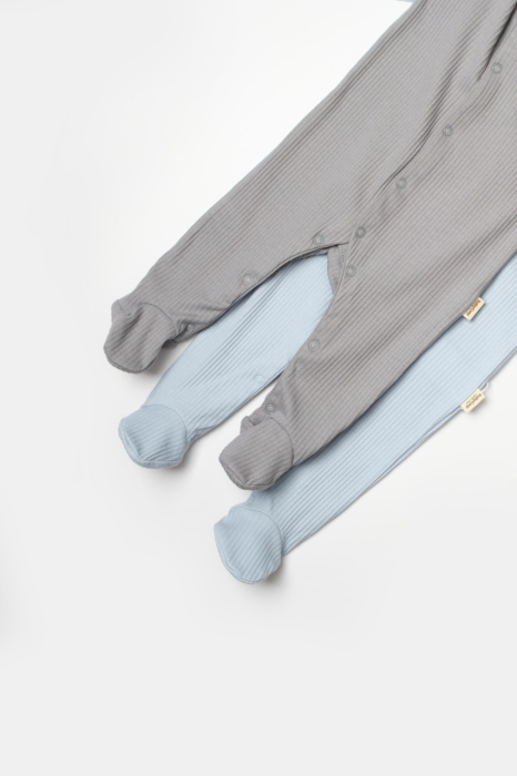 Set 2 salopete lungi Bamboo, blue, BabyCosy, 50%bumbac+50% bambus [7]