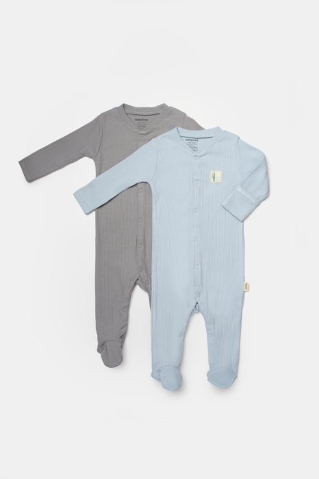 Set 2 salopete lungi Bamboo, blue, BabyCosy, 50%bumbac+50% bambus [2]