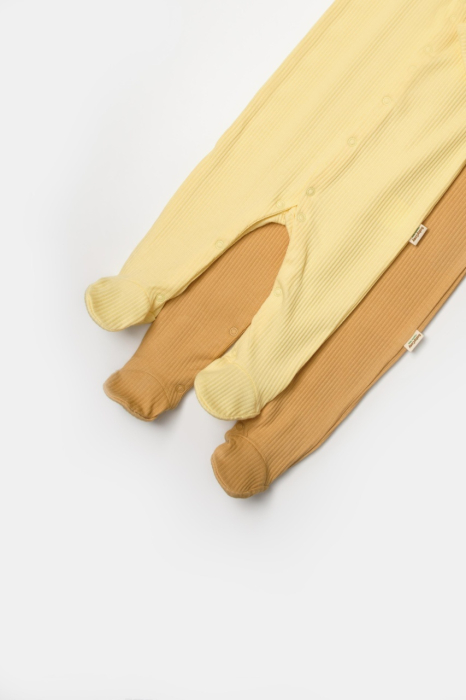 Set 2 salopete lungi Bamboo, galben, BabyCosy, 50%bumbac+50% bambus [7]