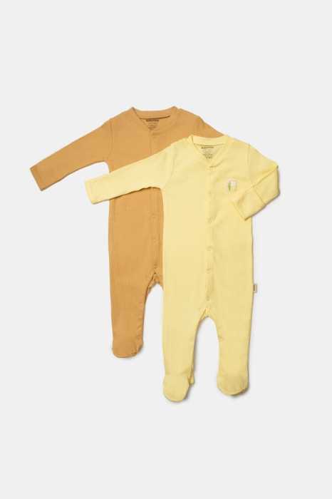 Set 2 salopete lungi Bamboo, galben, BabyCosy, 50%bumbac+50% bambus [2]