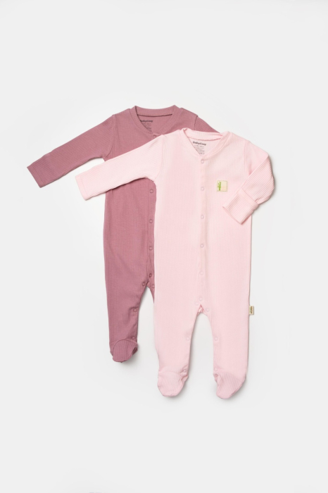 Set 2 salopete lungi Bamboo, roz, BabyCosy, 50%bumbac+50% bambus [3]