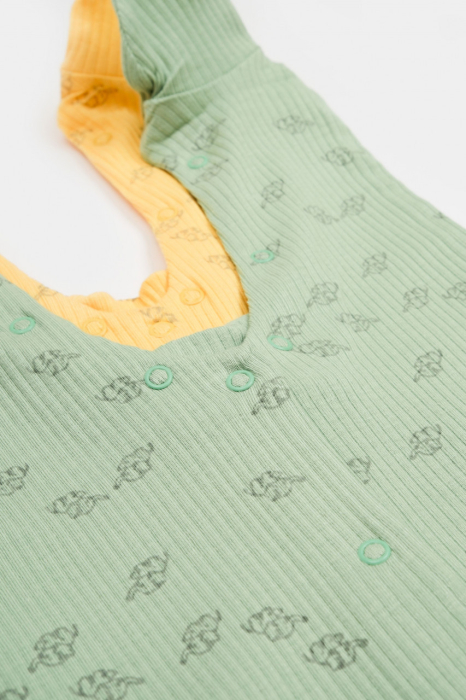 Set 2 salopete lungi Printed, BabyCosy, 50% modal+50% bumbac, Lamaie/Verde [5]