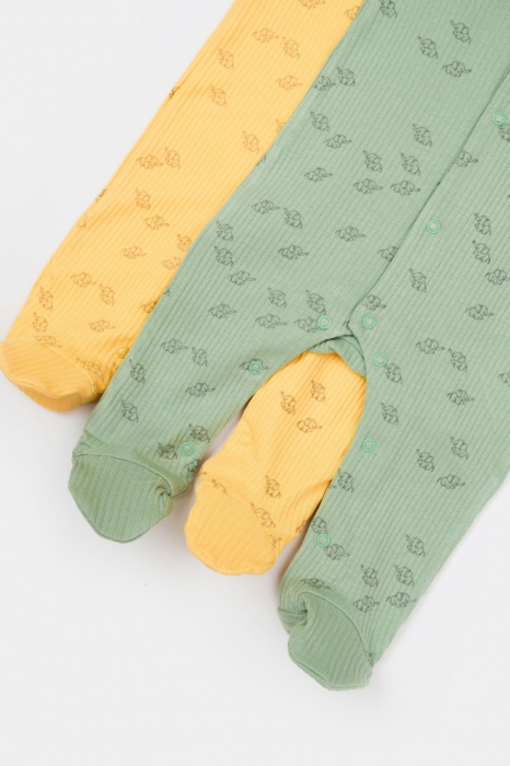 Set 2 salopete lungi Printed, BabyCosy, 50% modal+50% bumbac, Lamaie/Verde [4]