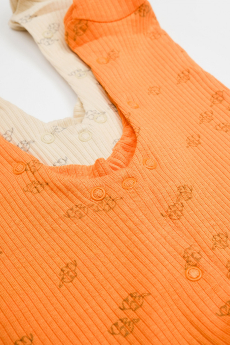 Set 2 salopete lungi Printed, BabyCosy, 50% modal+50% bumbac, Stone/Apricot [5]
