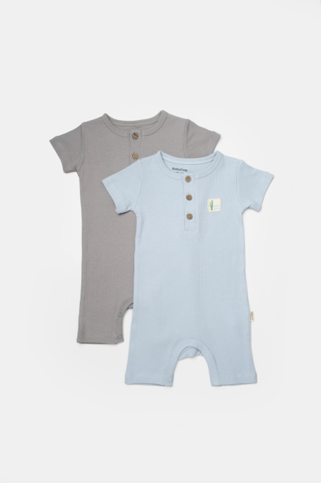 Set 2 salopete scurte Bamboo, blue, BabyCosy, 50%bumbac+50% bambus [2]