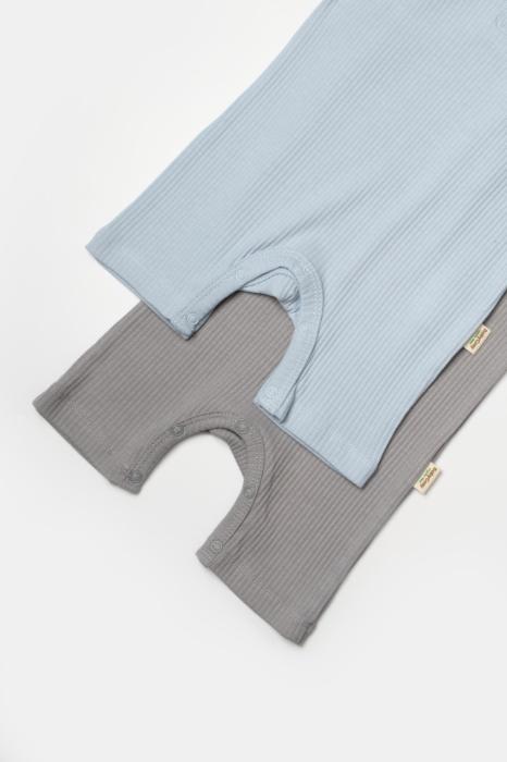 Set 2 salopete scurte Bamboo, blue, BabyCosy, 50%bumbac+50% bambus [5]