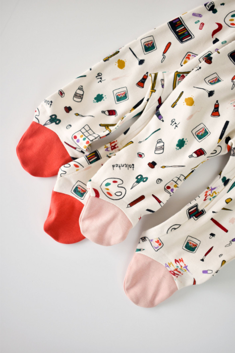 Set 2 salopetele cu maneca lunga si pantaloni cu botosei si fermoar - 100%bumbac organic - Portocaliu si Pudra, BabyCosy [3]