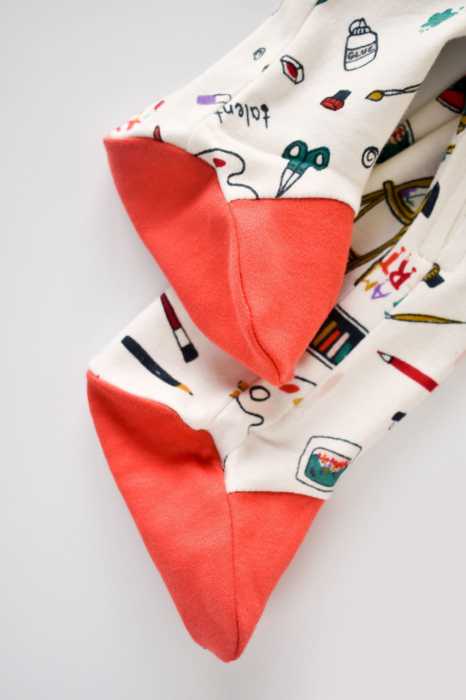 Set 2 salopetele cu maneca lunga si pantaloni cu botosei si fermoar - 100%bumbac organic - Portocaliu si Pudra, BabyCosy [6]