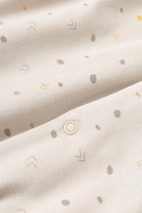 Set 2 salopetele cu maneca lunga si pantaloni lungi cu botosei - 100%bumbac organic - Crem cu buline, BabyCosy [7]