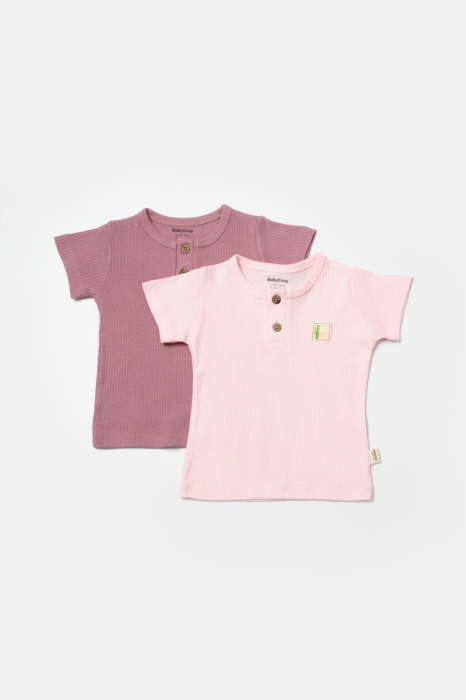 Set 2 tricouri Bamboo,roz, BabyCosy, 50% bumbac+50%bambus [3]