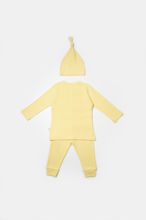 Set 3 piese:bluza, pantaloni si caciulita Bamboo, galben, BabyCosy, 50% bumbac+50%bambus [3]