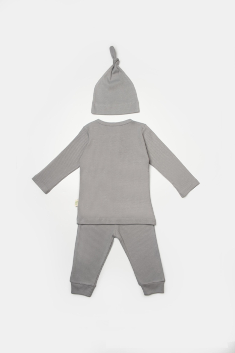 Set 3 piese:bluza, pantaloni si caciulita Bamboo, gri, BabyCosy, 50% bumbac+50%bambus [4]