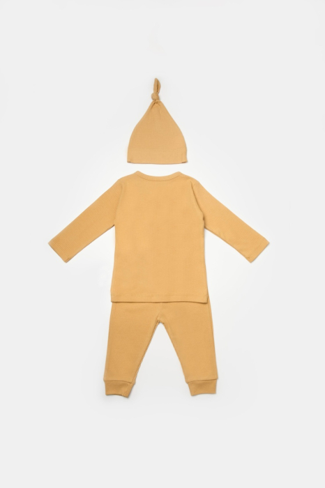 Set 3 piese:bluza, pantaloni si caciulita Bamboo, maro, BabyCosy, 50% bumbac+50%bambus [3]