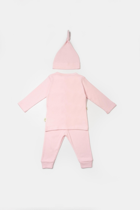 Set 3 piese:bluza, pantaloni si caciulita Bamboo, roz, BabyCosy, 50% bumbac+50%bambus [3]