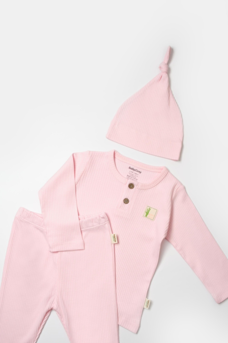 Set 3 piese:bluza, pantaloni si caciulita Bamboo, roz, BabyCosy, 50% bumbac+50%bambus [6]