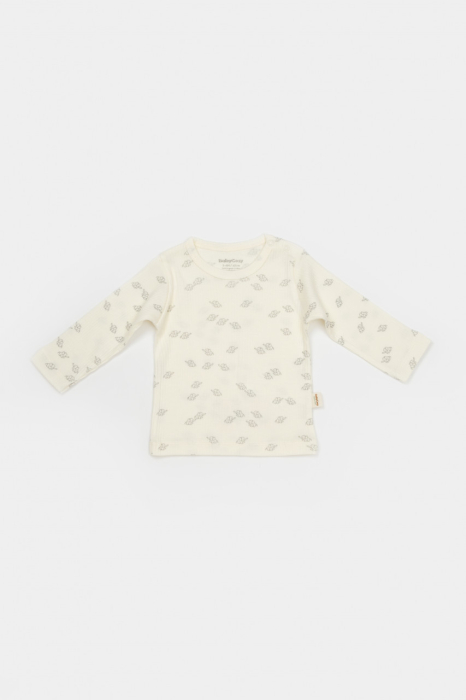 Set 3 piese:bluza, pantaloni si caciulita Printed, BabyCosy, 50% modal+50% bumbac, Ecru [2]