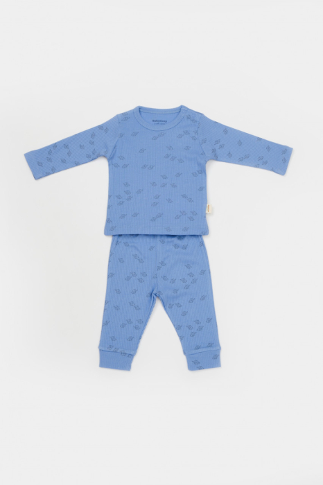 Set 3 piese:bluza, pantaloni si caciulita Printed, BabyCosy, 50% modal+50% bumbac, Lavanda [2]