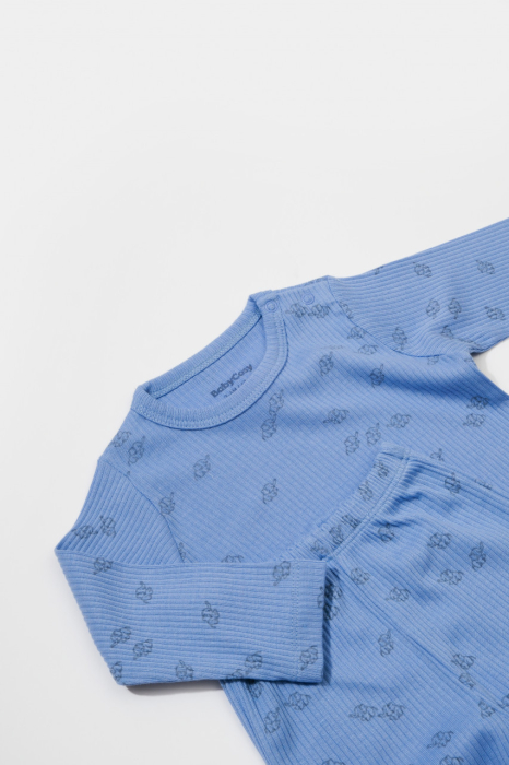Set 3 piese:bluza, pantaloni si caciulita Printed, BabyCosy, 50% modal+50% bumbac, Lavanda [3]