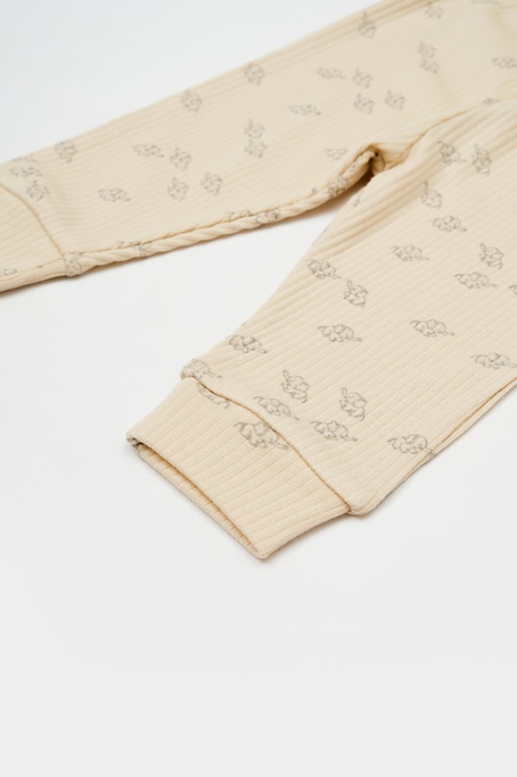 Set 3 piese:bluza, pantaloni si caciulita Printed, BabyCosy, 50% modal+50% bumbac, Stone [3]