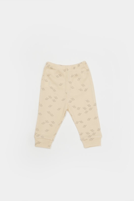 Set 3 piese:bluza, pantaloni si caciulita Printed, BabyCosy, 50% modal+50% bumbac, Stone [2]