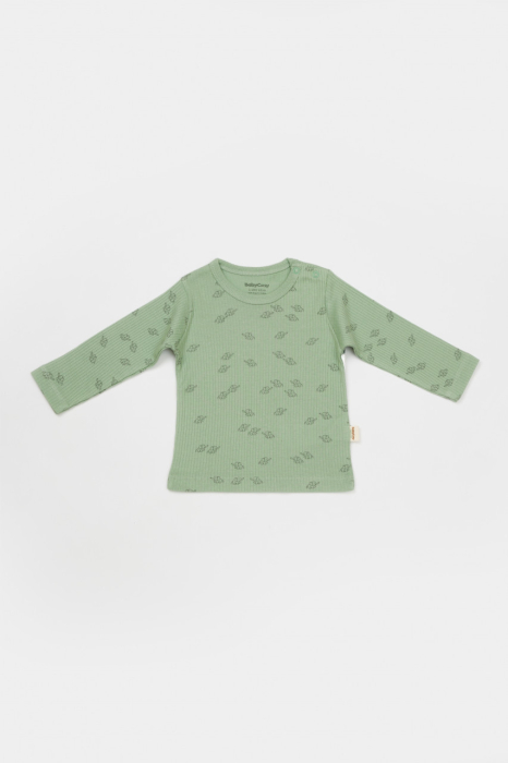 Set 3 piese:bluza, pantaloni si caciulita Printed, BabyCosy, 50% modal+50% bumbac, Verde [5]