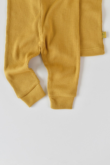 Set 3 piese: bluzita cu maneca lunga, pantaloni lungi si caciulita din bumbac organic si modal - Sofran, BabyCosy [3]