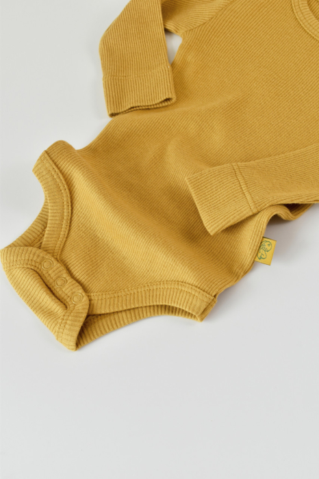Set 3 piese: body cu maneca lunga, pantaloni lungi cu botosei si caciulita din bumbac organic si modal - Sofran, BabyCosy [5]