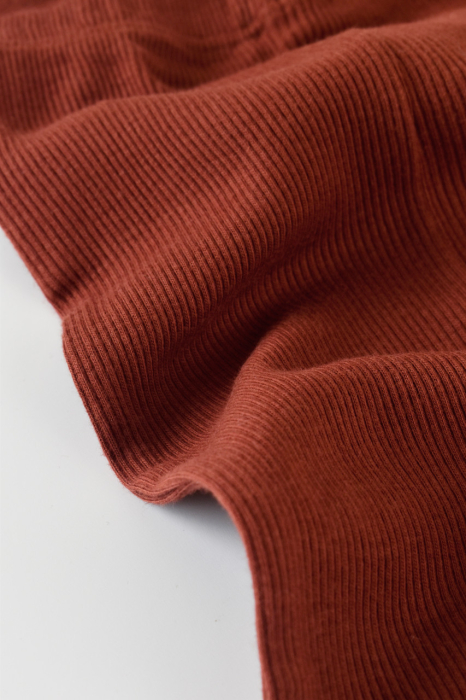 Set 3 piese: body cu maneca lunga, pantaloni lungi si caciulita din bumbac organic si modal - Caramiziu, BabyCosy [7]