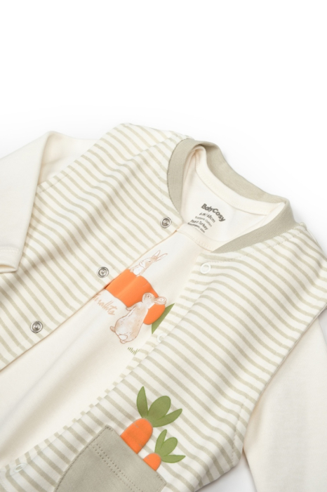 Set 3 piese: body, pantalon si vesta Rabbit, 100% bumbac organic, BabyCosy [7]