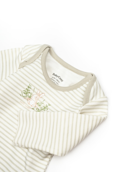 Set 3 piese:body, pantaloni si baveta Rabbit, BabyCosy, 100% bumbac [6]