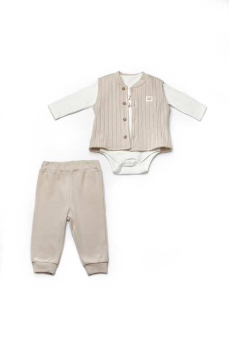 Set 3 piese: body, pantaloni si vestuta TeddyBear, BabyCosy, 100% bumbac [2]