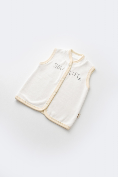 Set 3 piese Broscuta cu body, pantalonasi si vestuta din 80%bumbac organic si 20% poliester - Crem, BabyCosy [5]