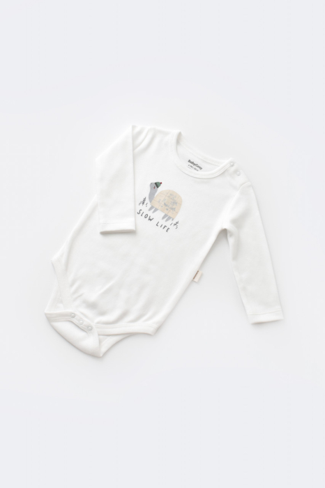 Set 3 piese Broscuta cu body, pantalonasi si vestuta din 80%bumbac organic si 20% poliester - Crem, BabyCosy [3]