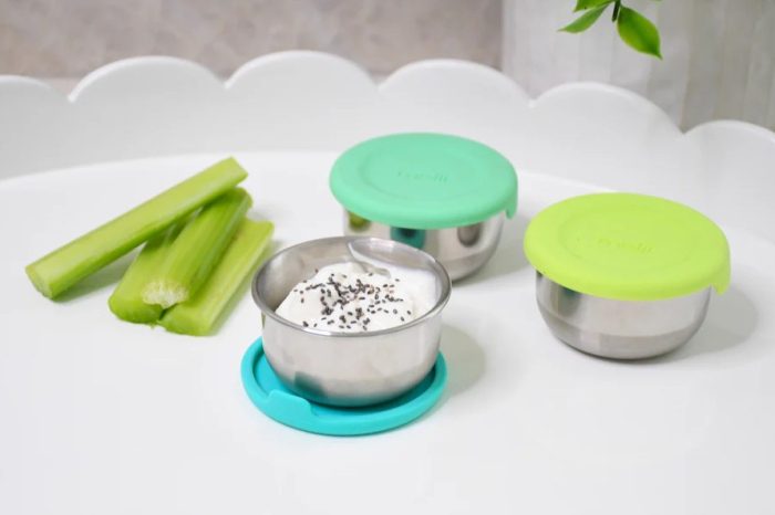SET 3 RECIPIENTE MINI INOX CU CAPAC SILICON, MELII, BLEU MINT LIME [2]