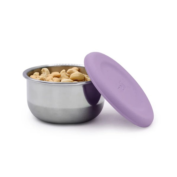SET 3 RECIPIENTE MINI INOX CU CAPAC SILICON, MELII, ROZ MOV GRI [2]
