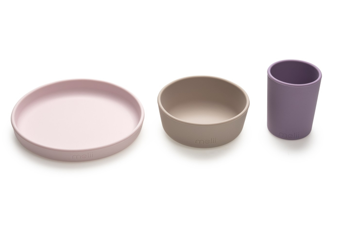 SET 3 RECIPIENTE SILICON HRANA BEBE, MELII, PURPLEu0026PINKu0026GREY [4]