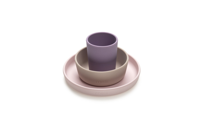 SET 3 RECIPIENTE SILICON HRANA BEBE, MELII, PURPLEu0026PINKu0026GREY [3]