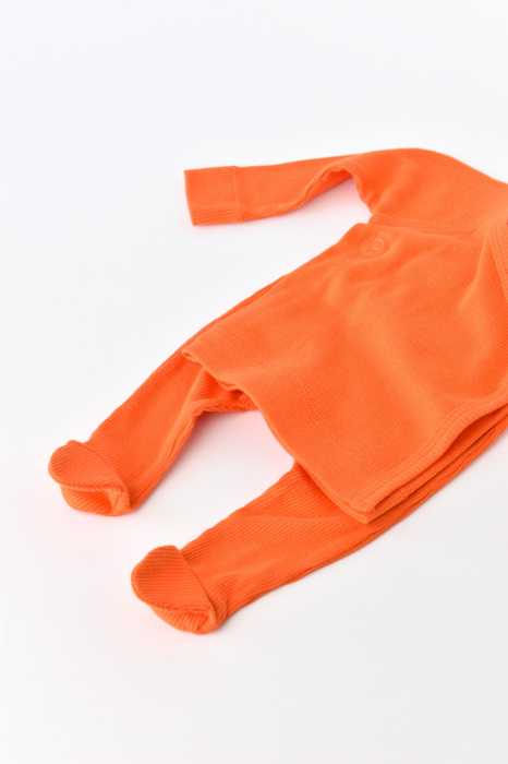Set 4 piese: bluza, pantaloni, caciulita si manusi din bumbac organic si modal - Rodie, BabyCosy [4]